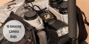 camera and lenses in bag