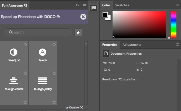 FontAwesome icon in Photoshop sidebar