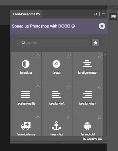 FontAwesome installed in Photoshop